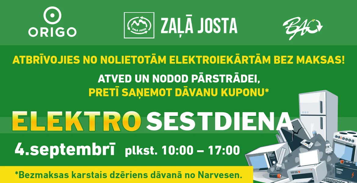 Rīgas Centra iedzīvotājiem tiks nodrošināta iespēja nodot nolietotas elektroiekārtas pie T/C “Origo”