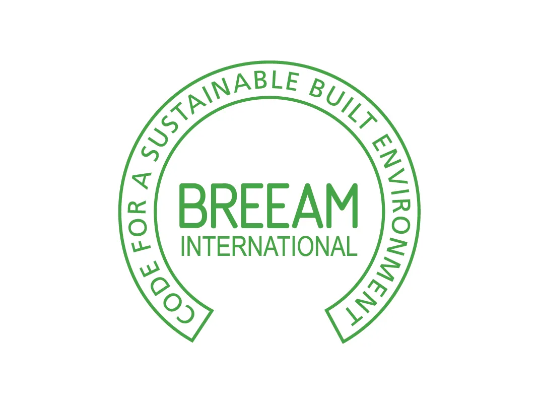 Logo Pasaulē vadošās ēku ilgtspējas novērtēšanas metodes BREEAM sertifikāts