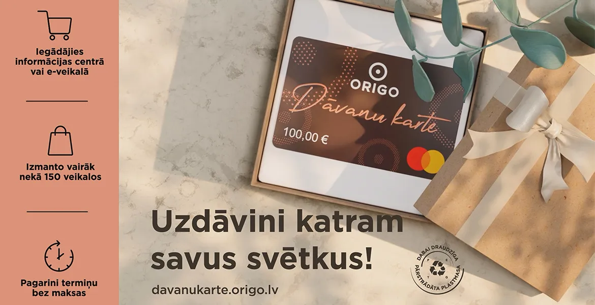 Dāvana, kas iepriecinās arī izvēlīgos – svinot skolas gaitu noslēgumu, izvēlies t/c Origo dāvanu karti!