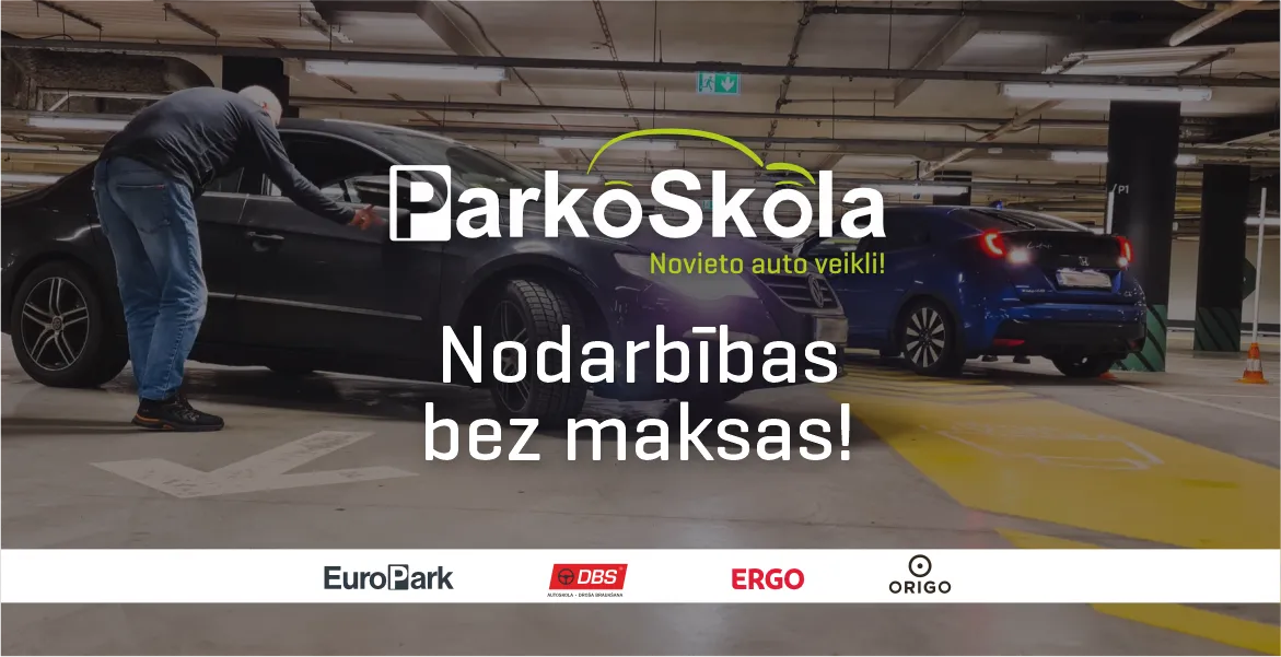25.aprīlī aicinājums apmeklēt ParkoSkolas nodarbību t/c Origo autostāvvietā bezmaksas