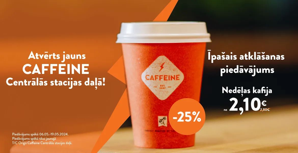 Īpašais piedāvājums jaunajā Caffeine Centrālās stacijas daļā!