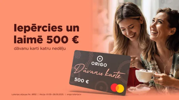Iepērcies un laimē Origo dāvanu karti 500 eur vērtībā!