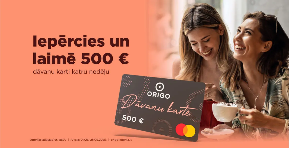 Iepērcies un laimē Origo dāvanu karti 500 eur vērtībā!